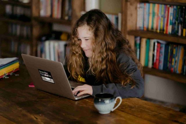 student privacy - girl with laptop